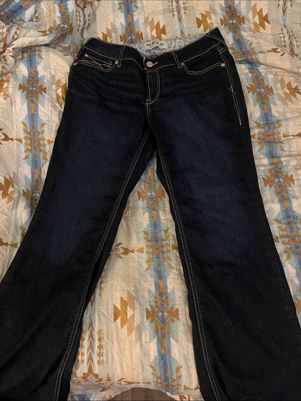 Ariat Dark Blue Bootcut Jeans with Contrast Stitching